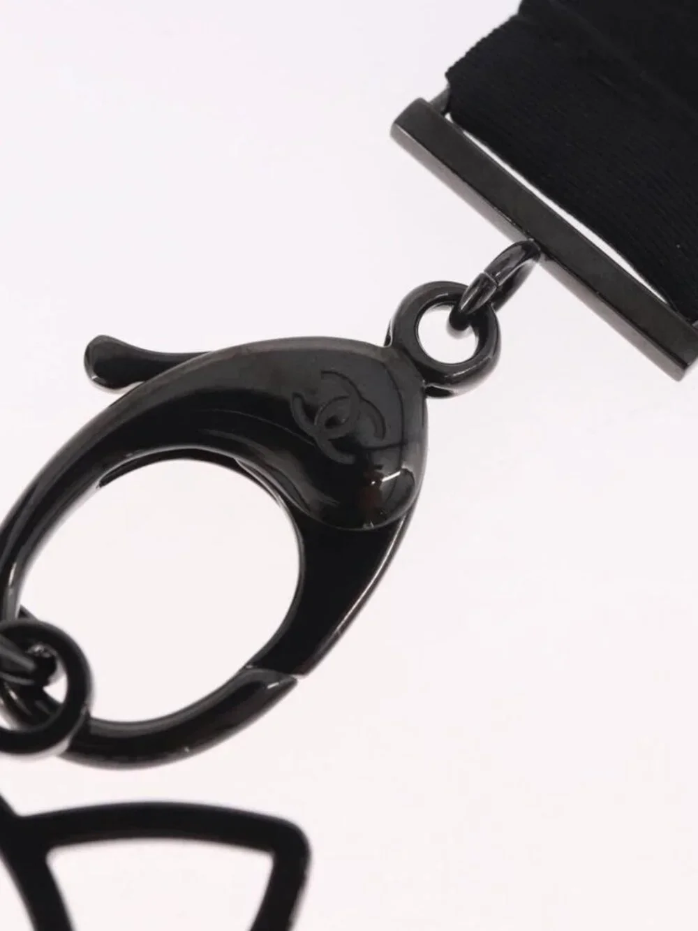 CHANEL Cat Robot Necklace metal Black CC Auth 185784M